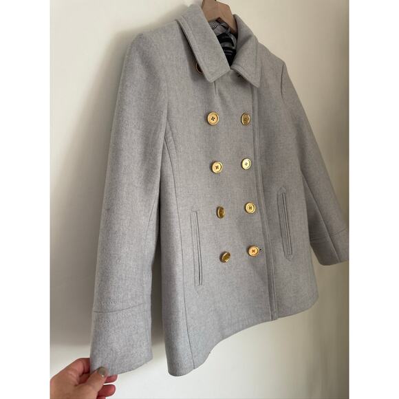 J.Crew Nello Gori Wool & Cashmere Double Breasted Peacoat - Light Gray - 10P - Picture 4 of 7
